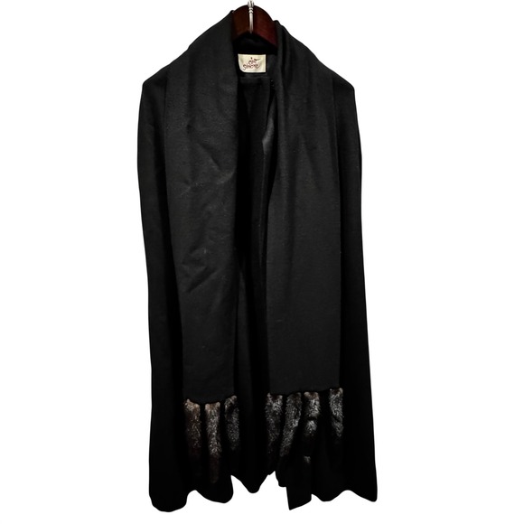 C'est Simone Opera Cape Genuine Mink Tail Fringe Luxury Vintage Evening Wrap - Picture 2 of 14